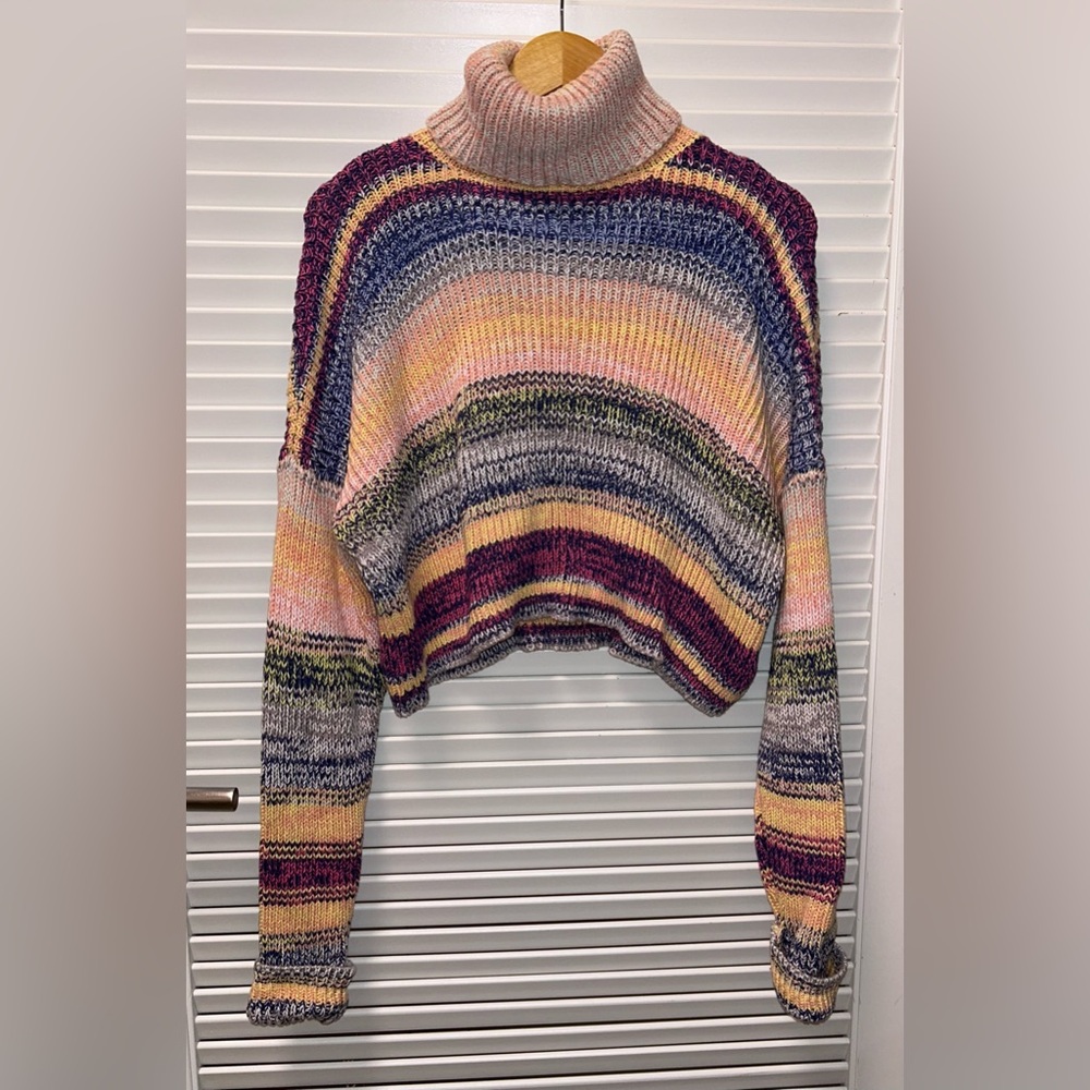 Forever 21 Colorful Striped Turtleneck Sweater
